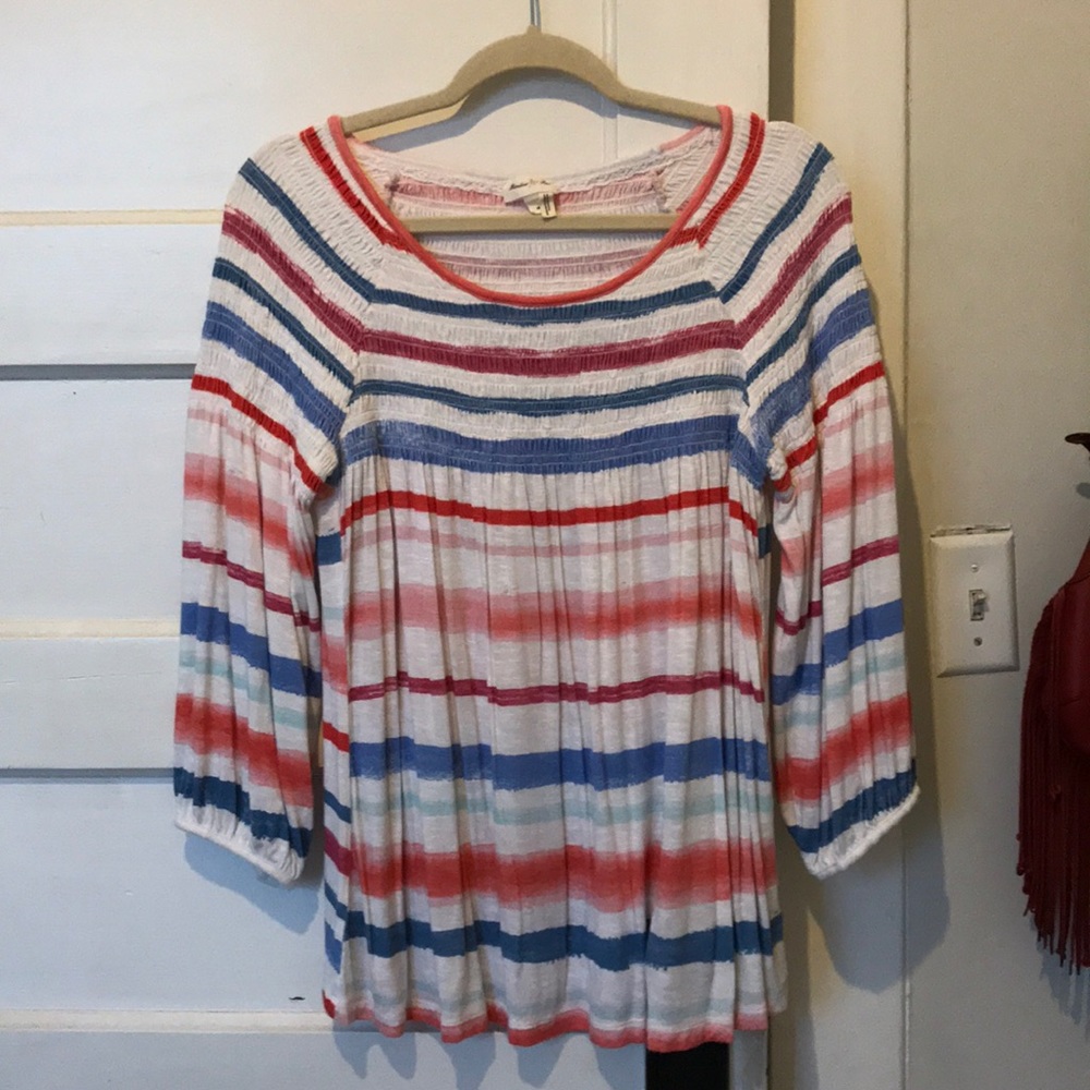Red, White, & Blue Anthropologie Flowy Top